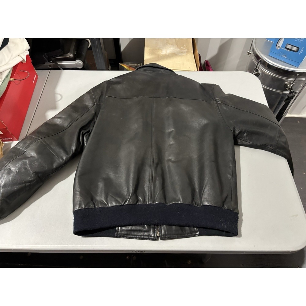 St. Johns Bay VTG lined black soft leather bomber jacket / men M / Nice - Picture 5 of 8